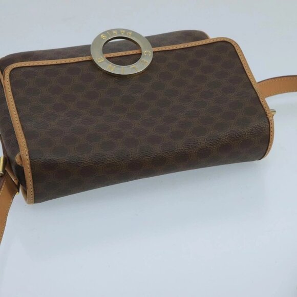 CELINE Macadam Canvas Circle Shoulder Bag Brown - Picture 6 of 15